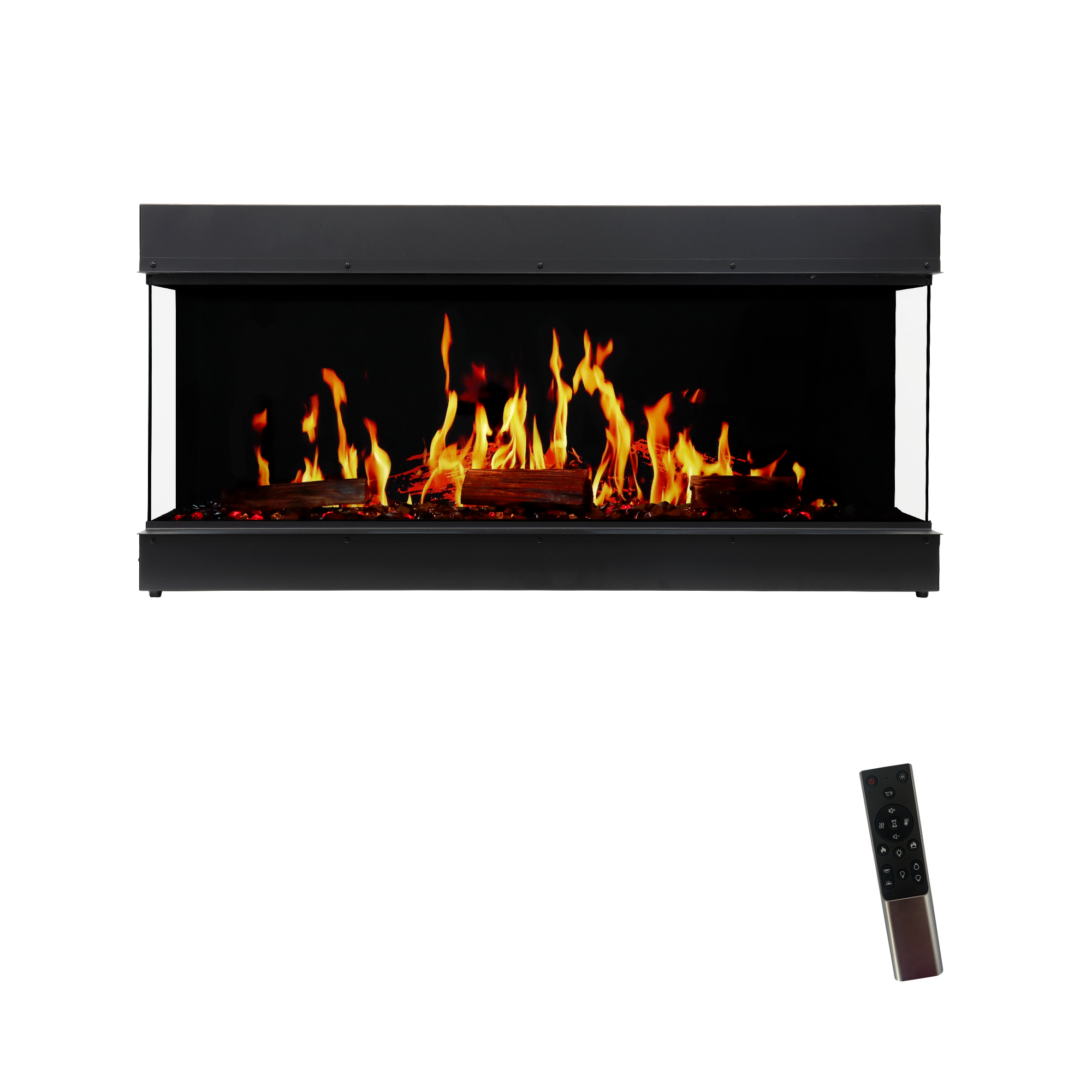 45-Inch Panoramic 3-Sided Recessed Electric Fireplace | Ultra-Realistic LCD Flames