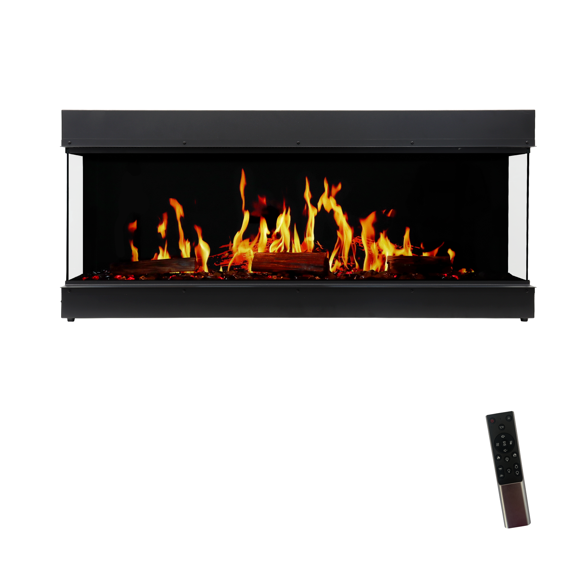 50-Inch Panoramic 3-Sided Recessed Electric Fireplace | Ultra-Realistic LCD Flames