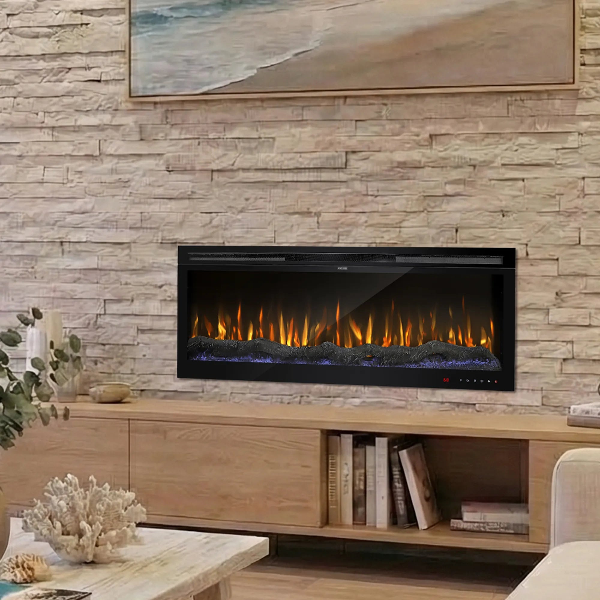 BIZM Series Built-In Linear Electric Fireplace with Remote