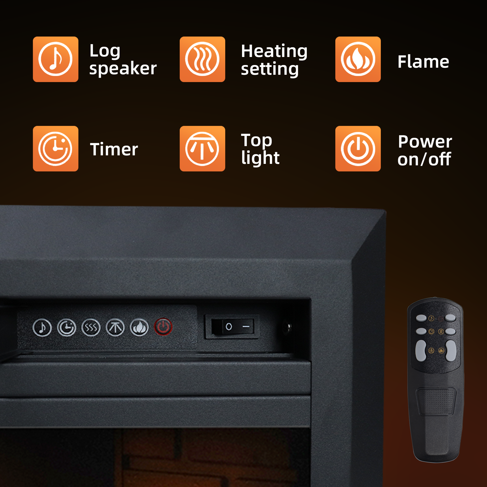 50 Inch Recessed Electric Fireplace Insert with Adjustable Flame Brightness