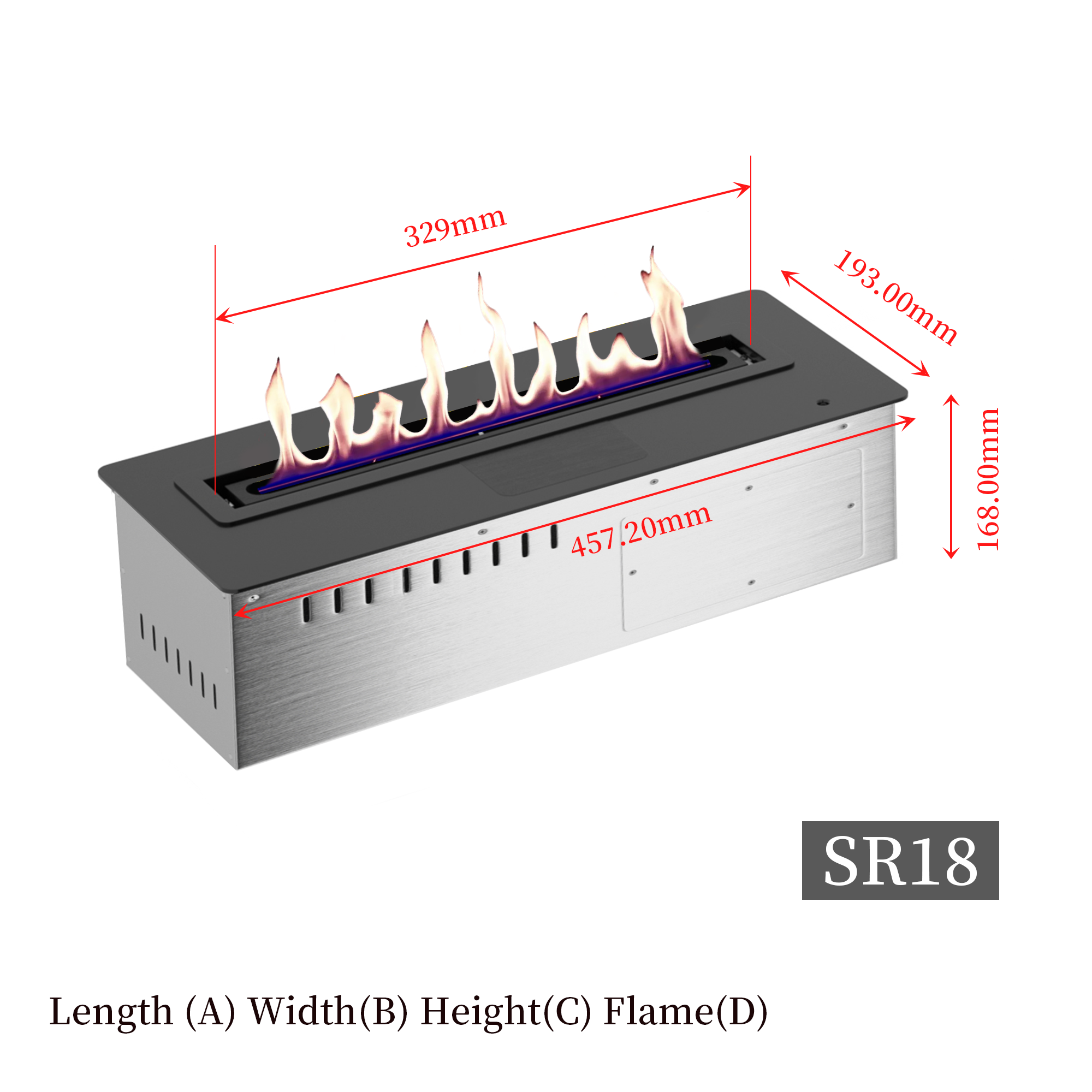 18-Inch Smart Ethanol Fireplace | Ventless Bio-Ethanol Burner Insert with Wi-Fi App & Voice Control