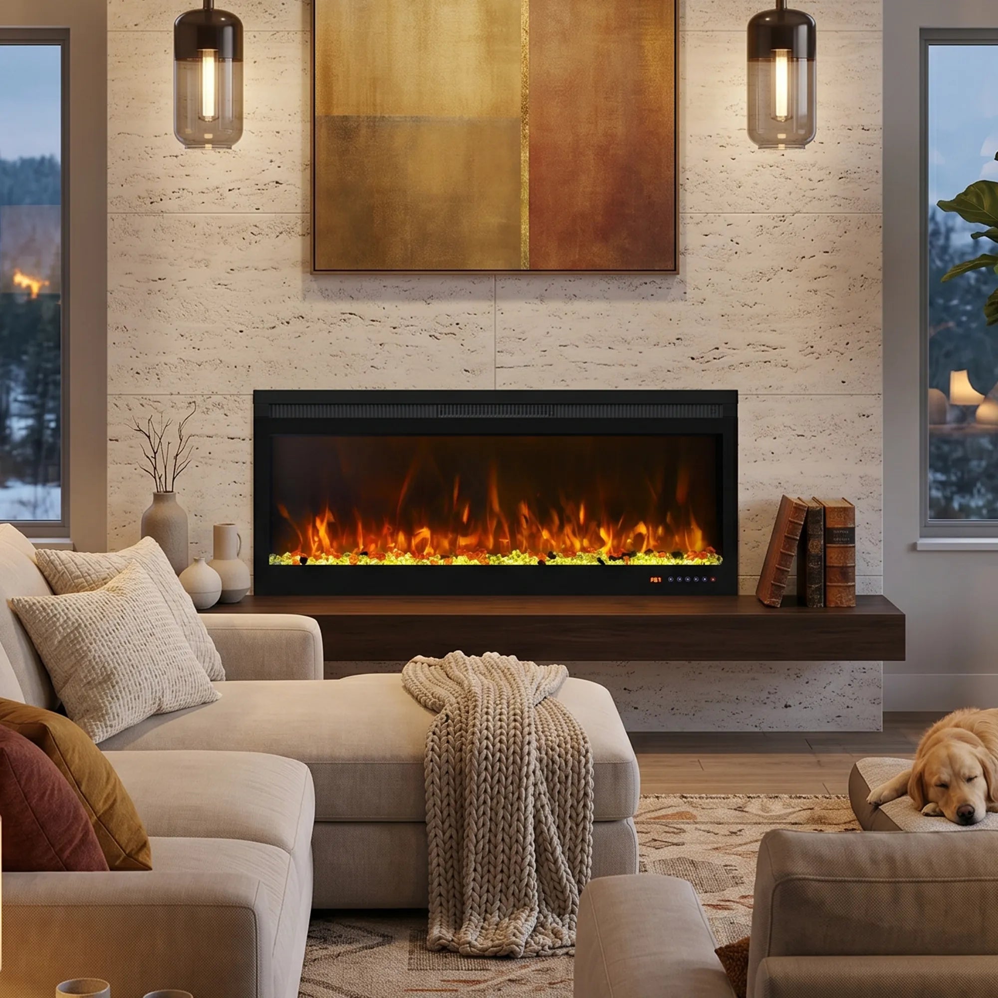 BIR Heritage Built-In Log Electric Fireplace