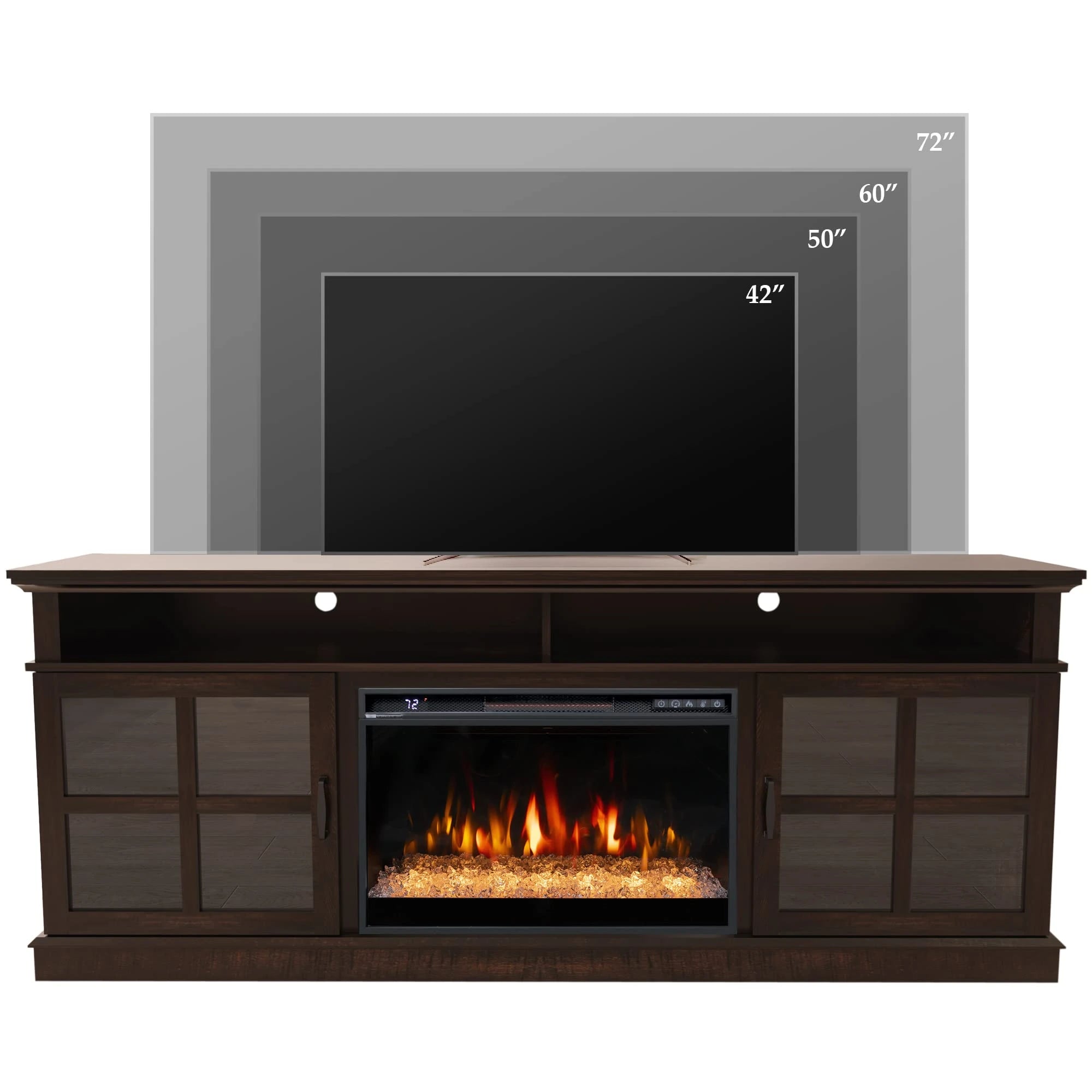 TV Stand with 26 inch Electric Fireplace Glass Door(Crystal)