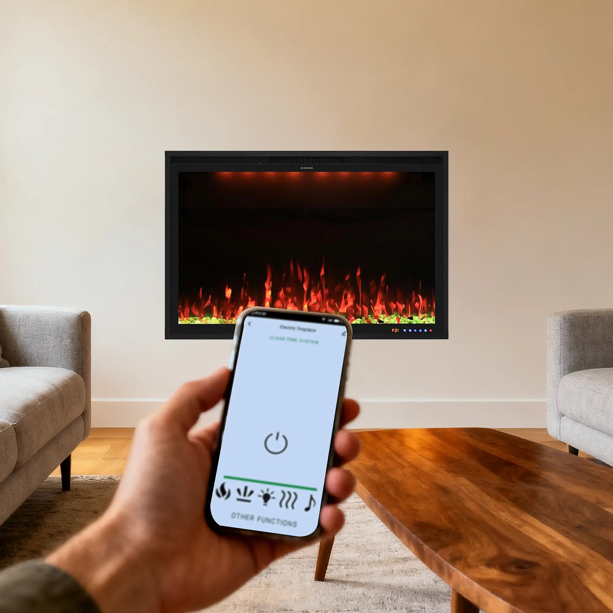 40 Inch Recessed/Wall Mounted Smart Electric Fireplace