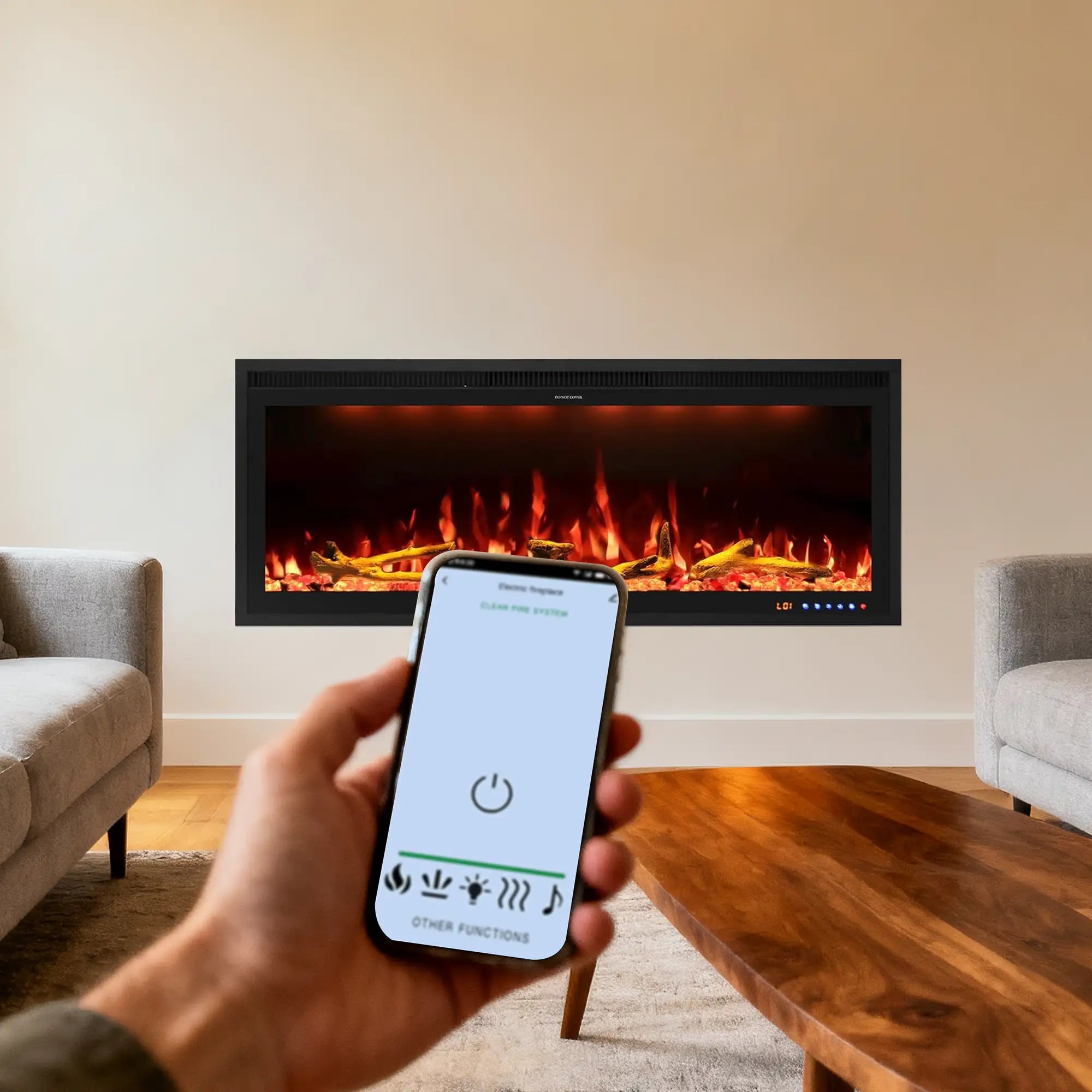 Recessed/Wall Mounted 42 Inch Smart Electric Fireplace