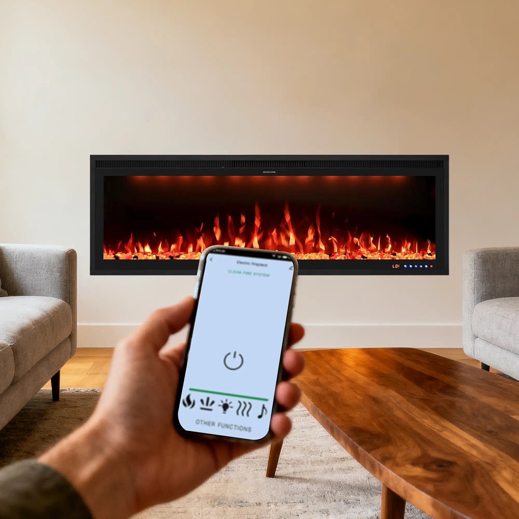 50 Inch Recessed/Wall Mounted Smart Electric Fireplace