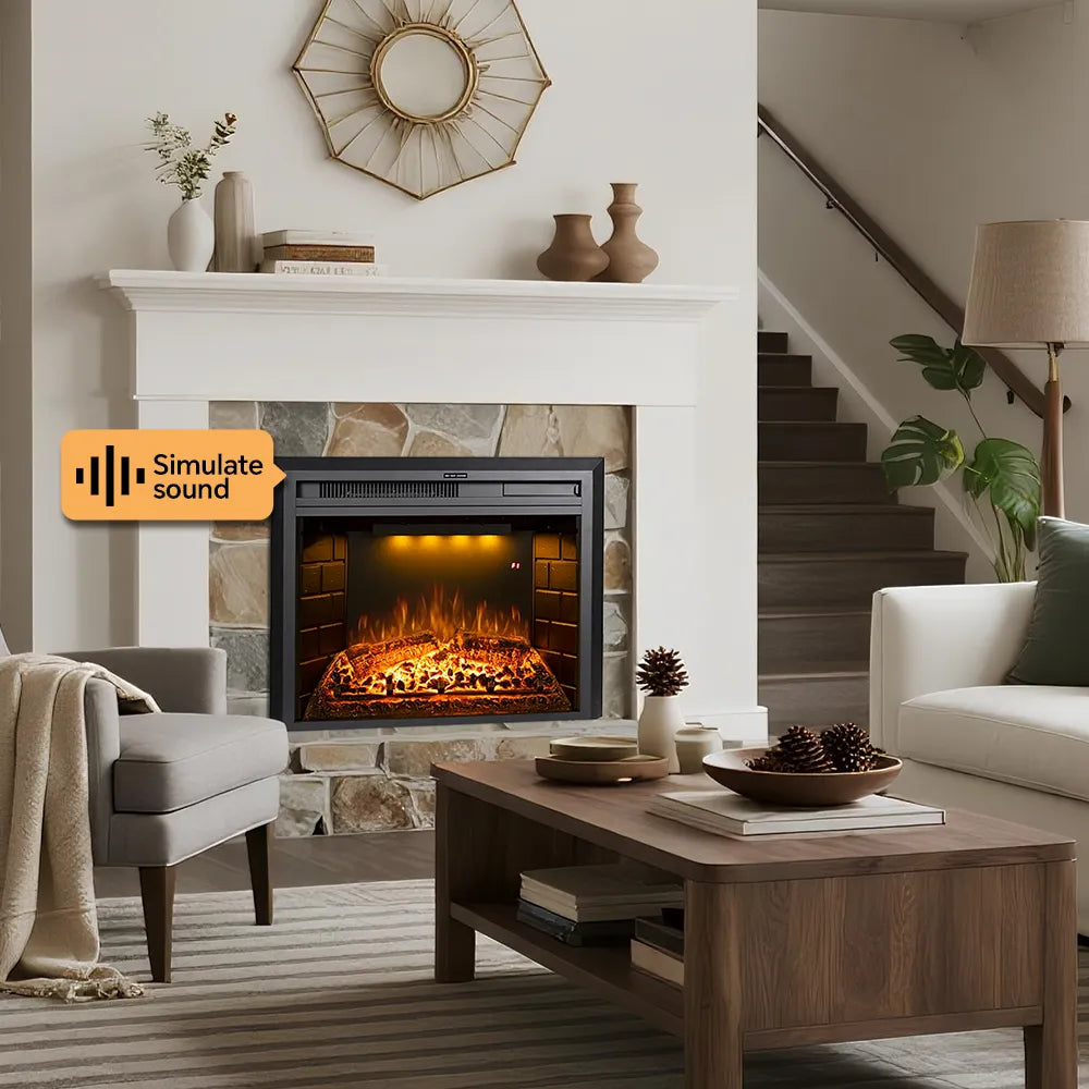 FlameLine EFT Electric Fireplace Insert with Real Log Sound