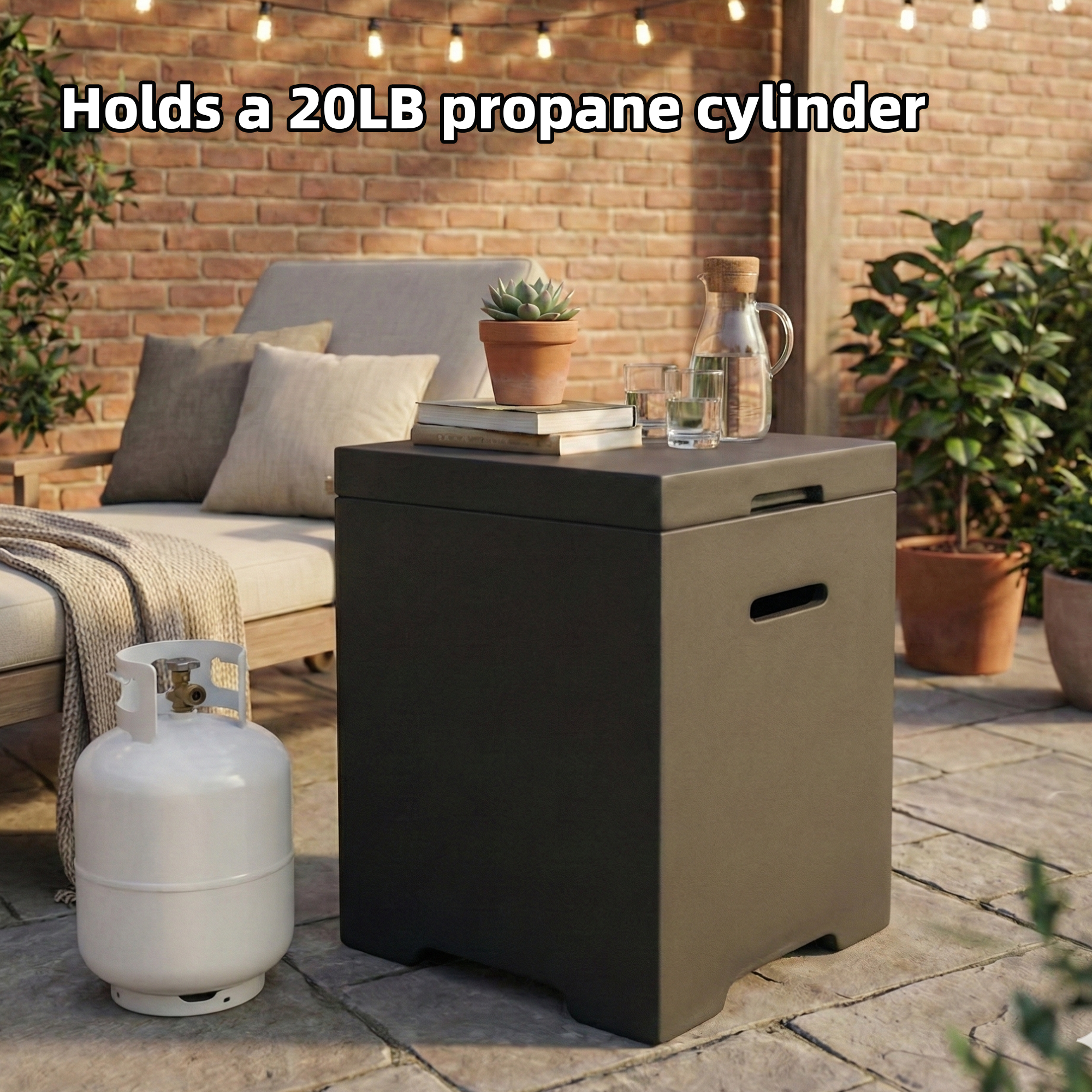 Dark Grey Propane Tank Hideaway Table, 20LB Gas Cylinder Cover & Outdoor Side Table