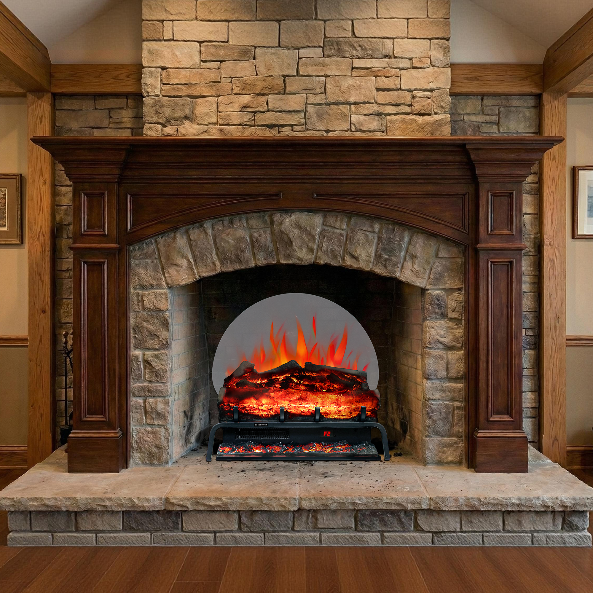 TL 23" Freestanding Electric Fireplace Log Set - Realistic Flame