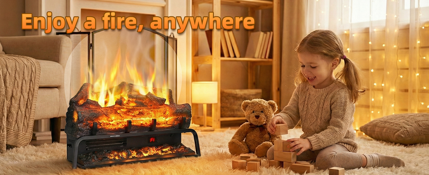 TL 23" Freestanding Electric Fireplace Log Set - Realistic Flame - Detail 4