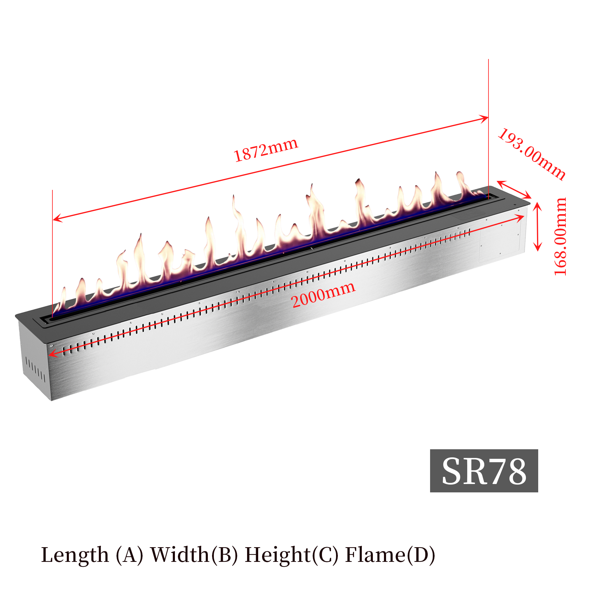 78-Inch Smart Ethanol Fireplace | Ventless Bio-Ethanol Burner Insert (DR78FP-SF)