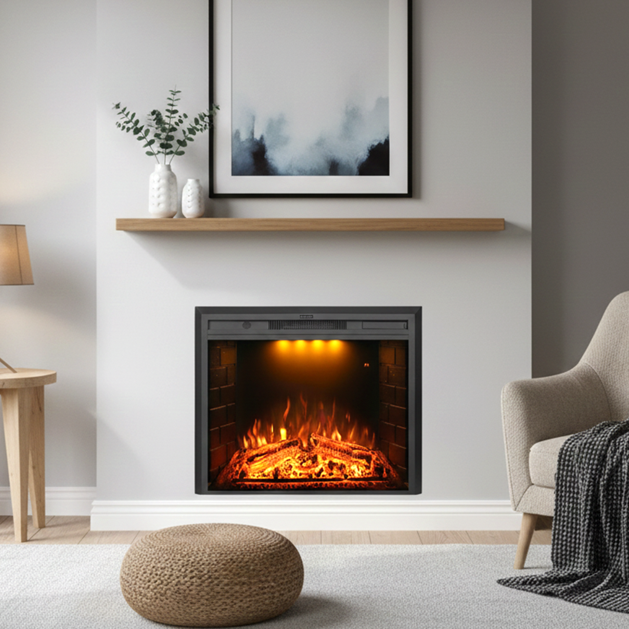 23 Inch Recessed Electric Fireplace Insert