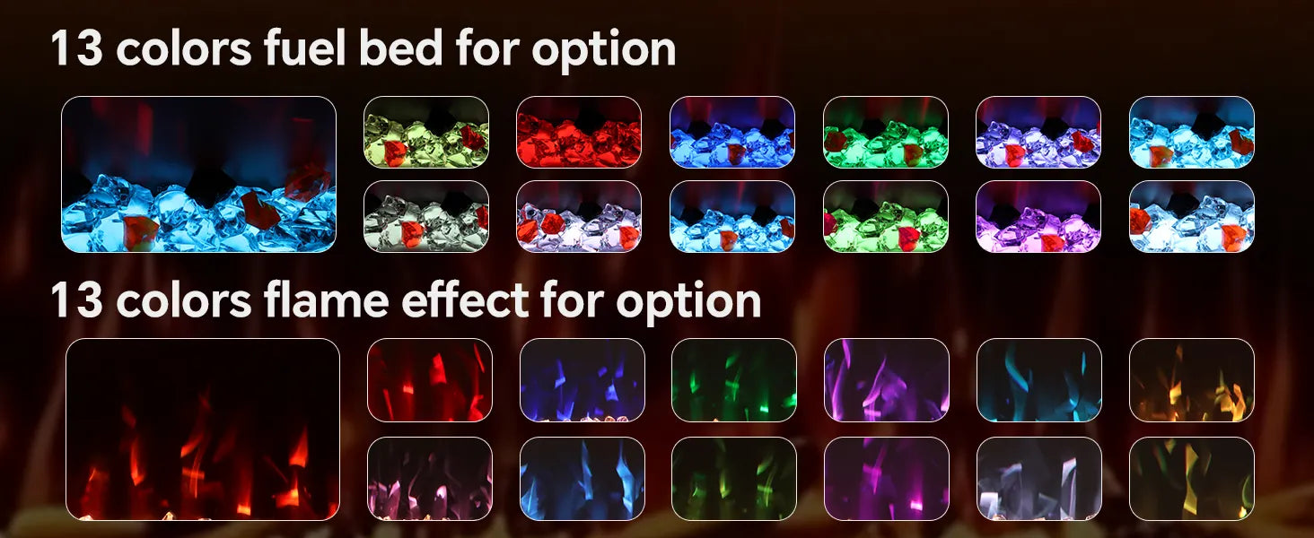 Smart Electric Fireplace 74 Inch Recessed/Wall Mounted - Detail 3