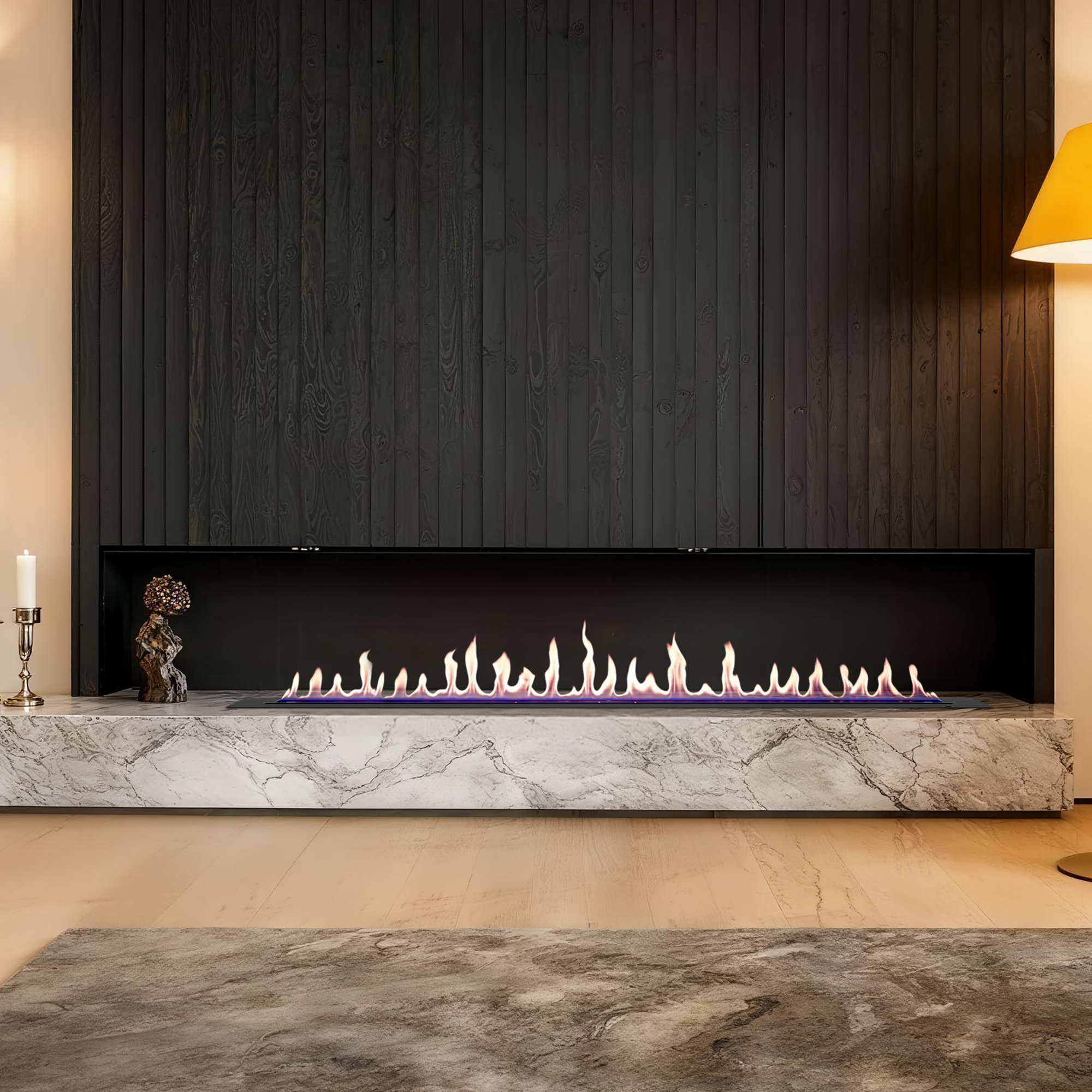 24-Inch Smart Ethanol Fireplace | Ventless Bio-Ethanol Burner Insert with Wi-Fi App & Voice Control