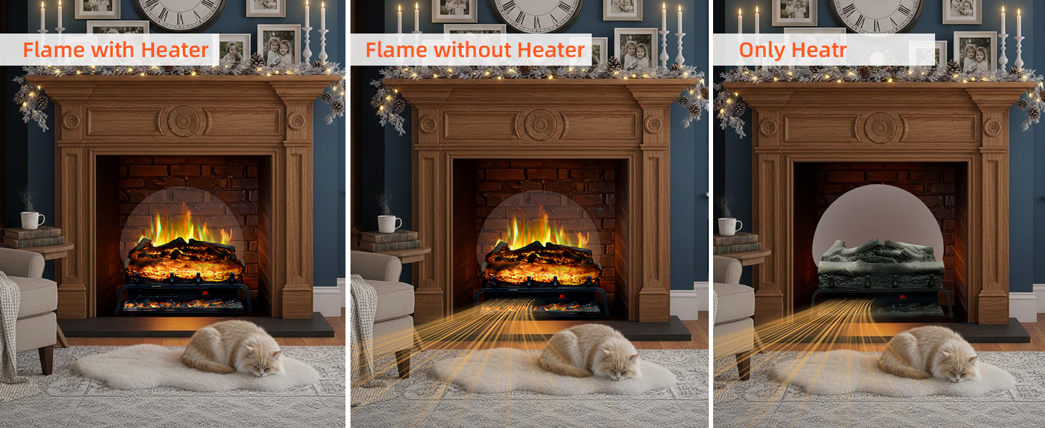 TL 23" Freestanding Electric Fireplace Log Set - Realistic Flame - Detail 2