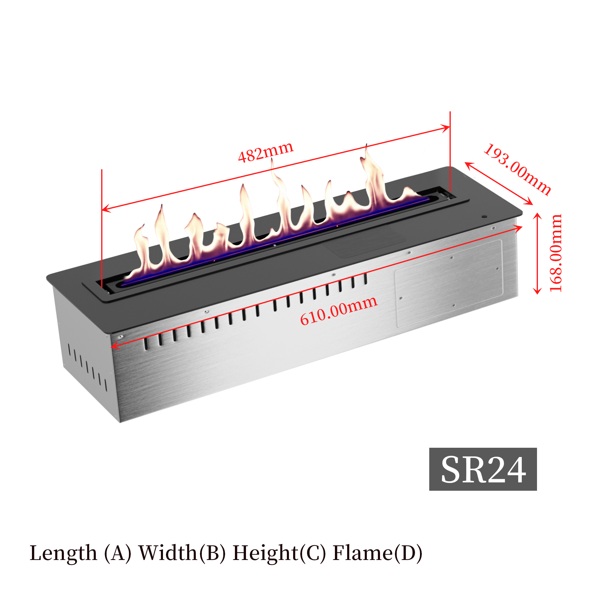 24-Inch Smart Ethanol Fireplace | Ventless Bio-Ethanol Burner Insert with Wi-Fi App & Voice Control