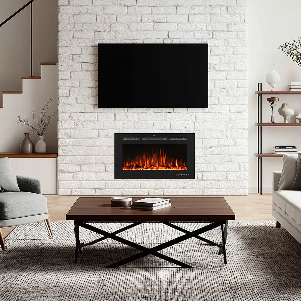 FlameLine EF Series Recessed LCD Electric Fireplace