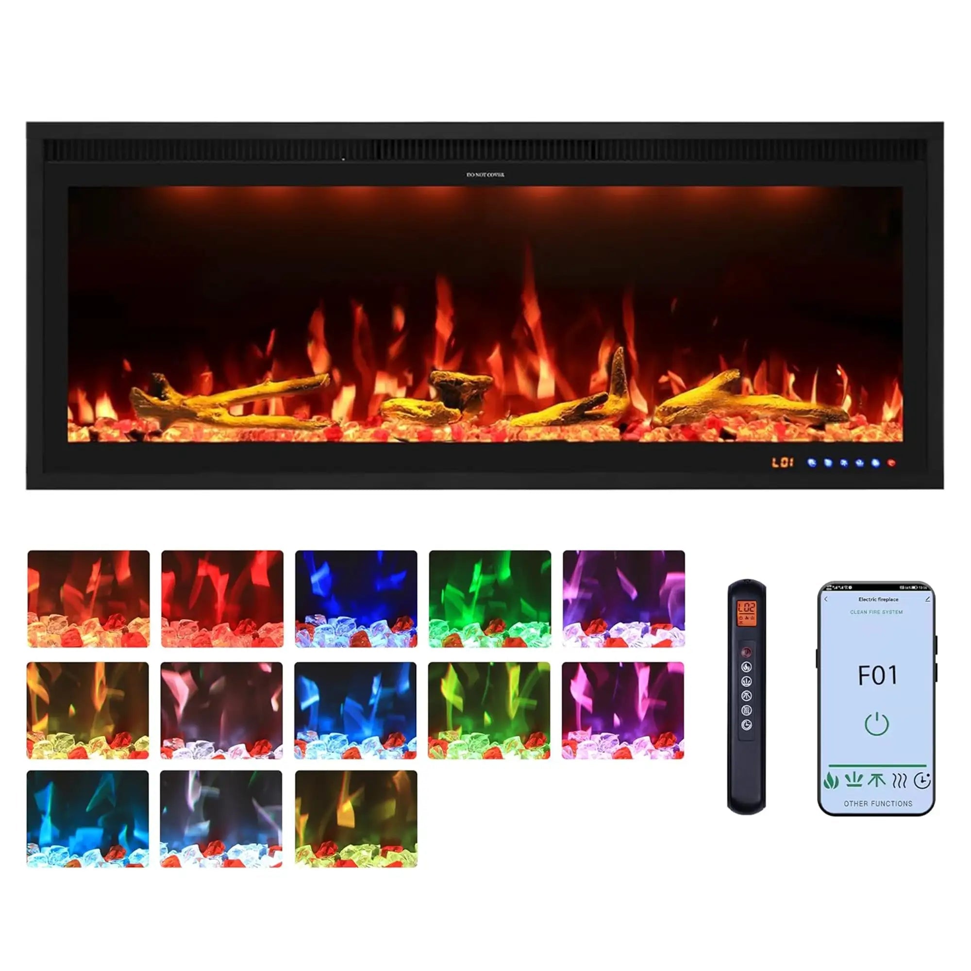 Recessed/Wall Mounted 42 Inch Smart Electric Fireplace
