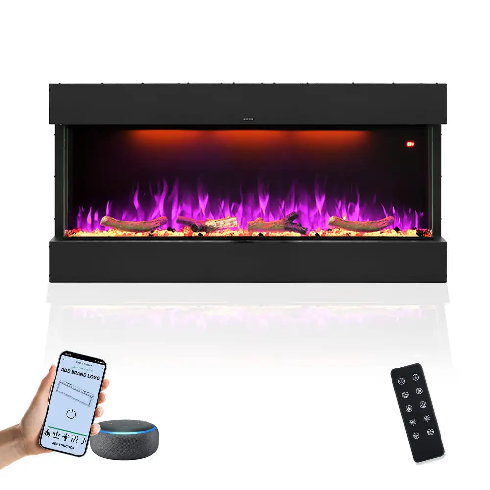 Three Sided 36 Inch Elelctric Fireplace with Smart Control