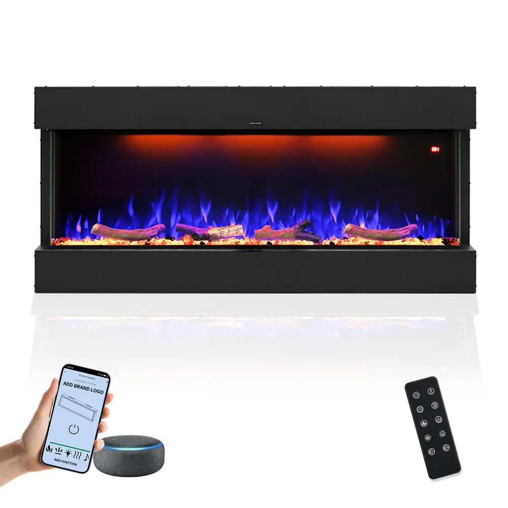 42 Inch Three Sided Elelctric Fireplace with Smart Control