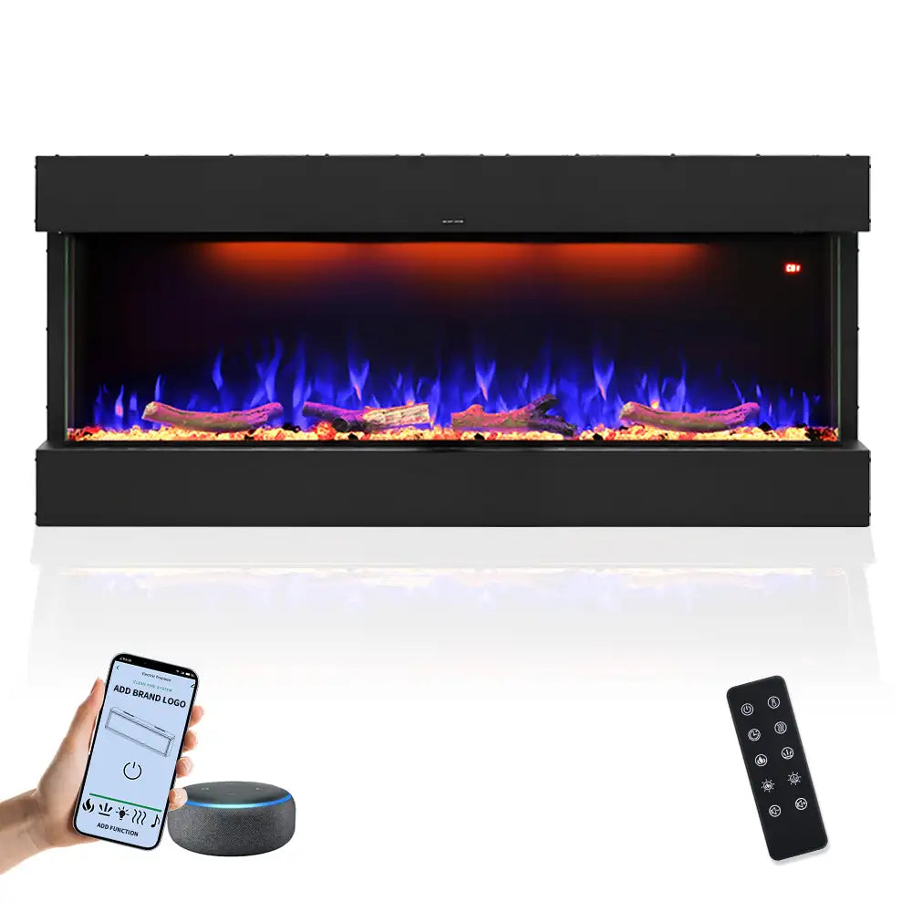 50 Inch Three Sided Elelctric Fireplace with Smart Control